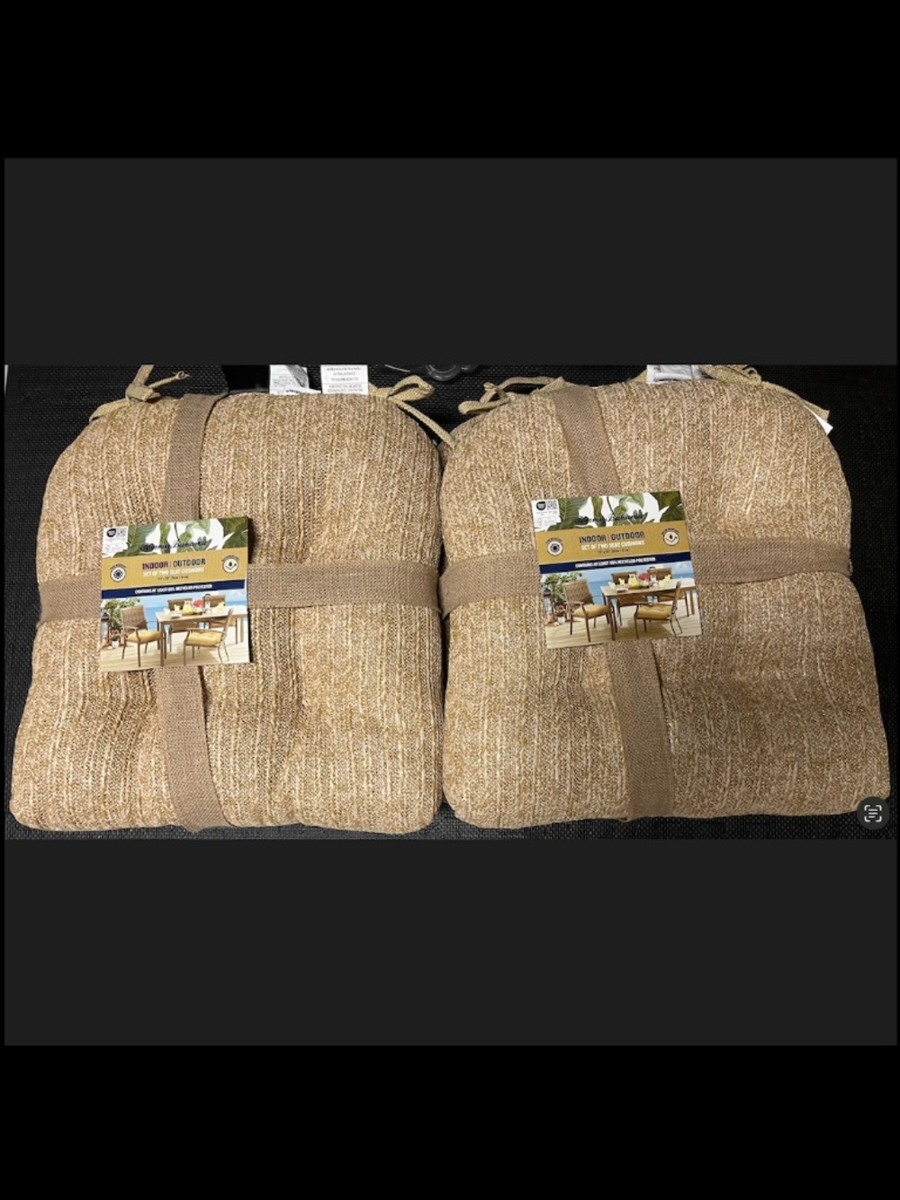 Tommy Bahama Seat Cushions Chair Pads Faux Straw Woven Set of 4 Indoor Outdoor